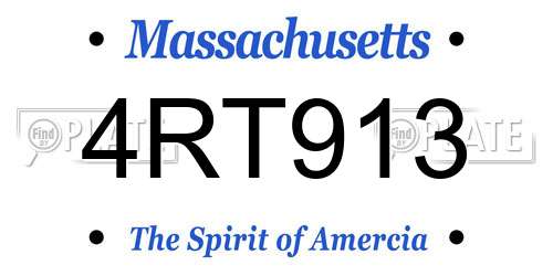 4RT913 Massachusetts License Plate