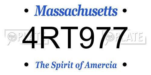 4RT977 Massachusetts License Plate