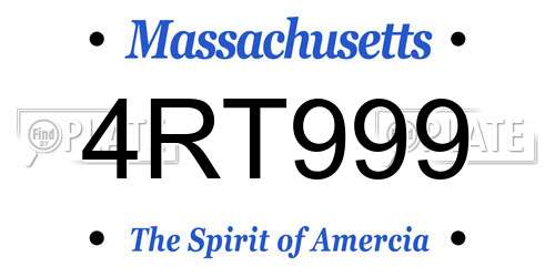 4RT999 Massachusetts License Plate