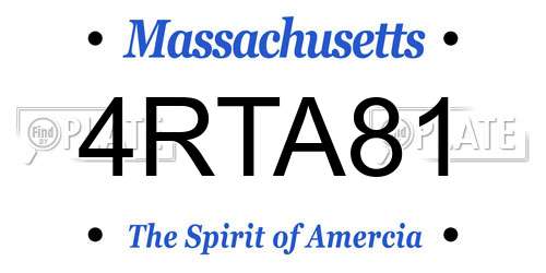 4RTA81 Massachusetts License Plate