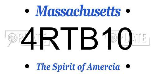 4RTB10 Massachusetts License Plate