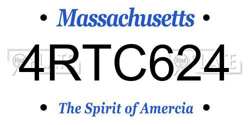 4RTC624 Massachusetts License Plate