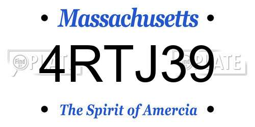 4RTJ39 Massachusetts License Plate