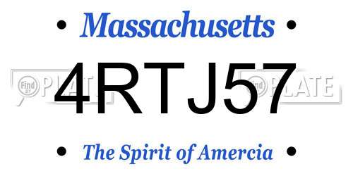 4RTJ57 Massachusetts License Plate