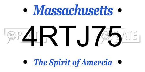 4RTJ75 Massachusetts License Plate