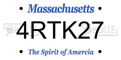 4RTK27 Massachusetts License Plate