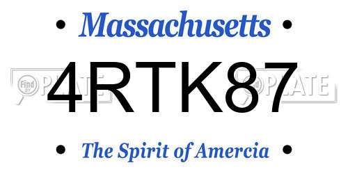 4RTK87 Massachusetts License Plate