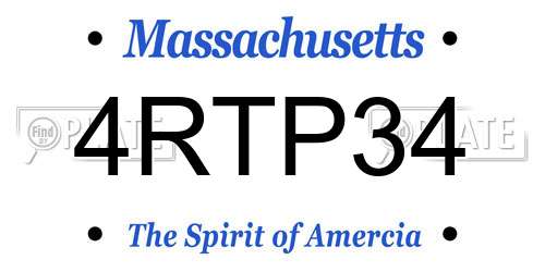 4RTP34 Massachusetts License Plate