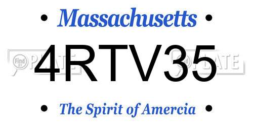4RTV35 Massachusetts License Plate