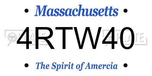 4RTW40 Massachusetts License Plate