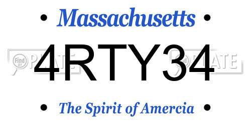 4RTY34 Massachusetts License Plate