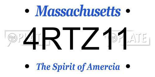 4RTZ11 Massachusetts License Plate