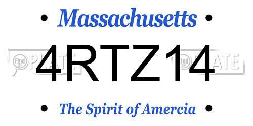 4RTZ14 Massachusetts License Plate