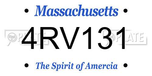 4RV131 Massachusetts License Plate