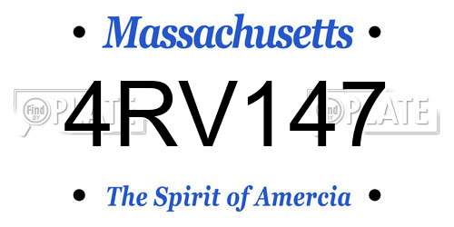 4RV147 Massachusetts License Plate