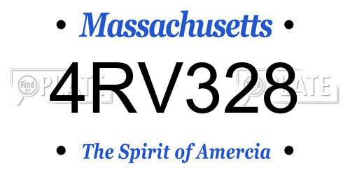 4RV328 Massachusetts License Plate