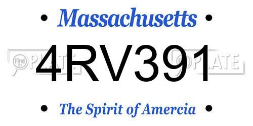 4RV391 Massachusetts License Plate