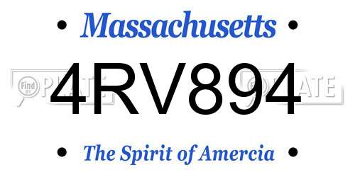 4RV894 Massachusetts License Plate