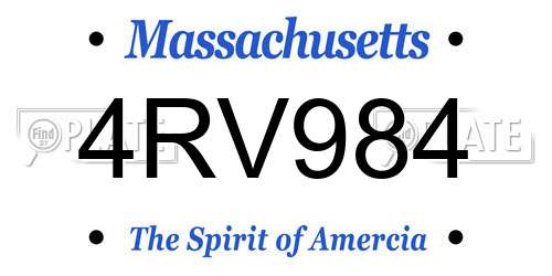 4RV984 Massachusetts License Plate