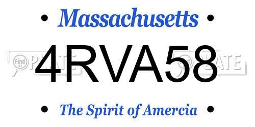 4RVA58 Massachusetts License Plate