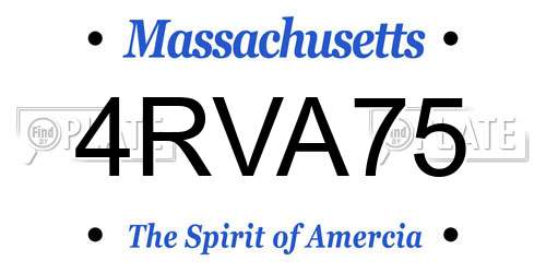4RVA75 Massachusetts License Plate