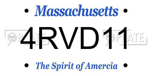 4RVD11 Massachusetts License Plate