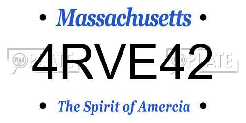 4RVE42 Massachusetts License Plate