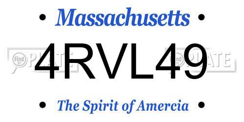 4RVL49 Massachusetts License Plate
