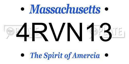 4RVN13 Massachusetts License Plate