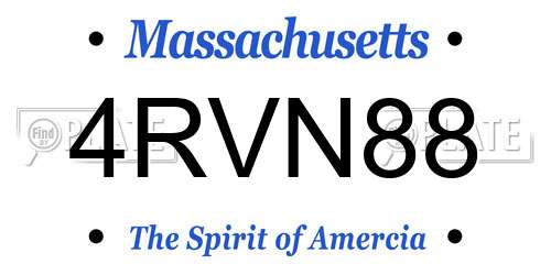 4RVN88 Massachusetts License Plate