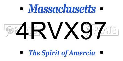 4RVX97 Massachusetts License Plate