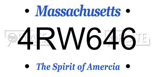 4RW646 Massachusetts License Plate