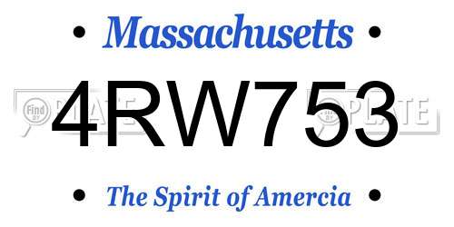 4RW753 Massachusetts License Plate