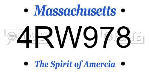 4RW978 Massachusetts License Plate