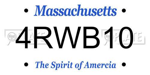 4RWB10 Massachusetts License Plate