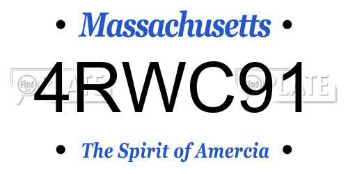 4RWC91 Massachusetts License Plate