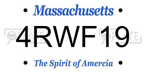 4RWF19 Massachusetts License Plate