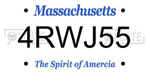 4RWJ55 Massachusetts License Plate