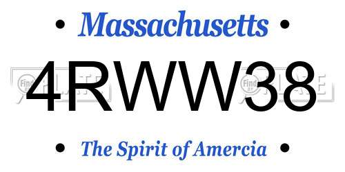 4RWW38 Massachusetts License Plate