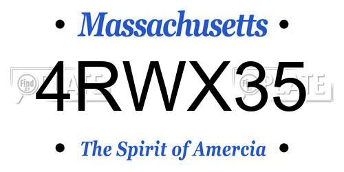 4RWX35 Massachusetts License Plate