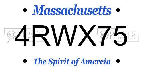 4RWX75 Massachusetts License Plate