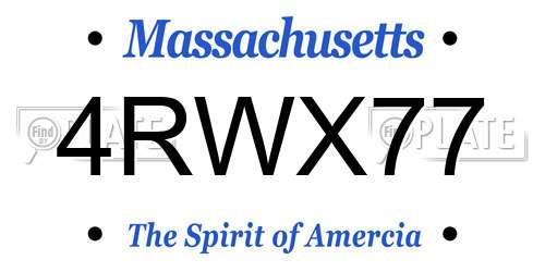 4RWX77 Massachusetts License Plate