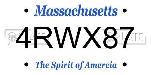 4RWX87 Massachusetts License Plate