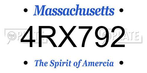 4RX792 Massachusetts License Plate