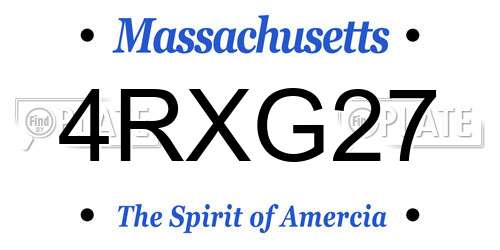 4RXG27 Massachusetts License Plate