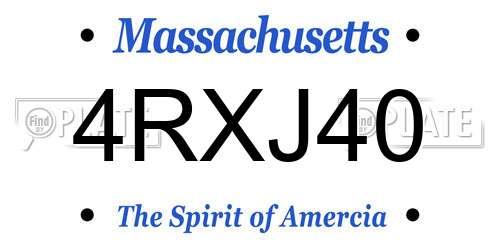 4RXJ40 Massachusetts License Plate