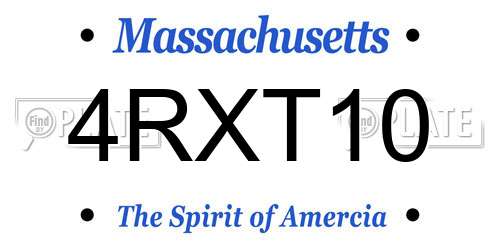 4RXT10 Massachusetts License Plate