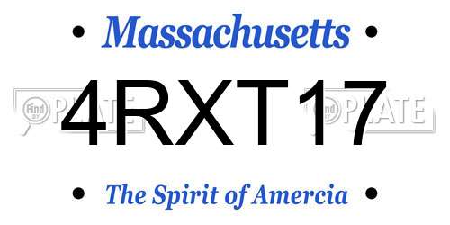 4RXT17 Massachusetts License Plate