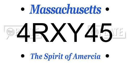4RXY45 Massachusetts License Plate