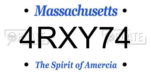 4RXY74 Massachusetts License Plate